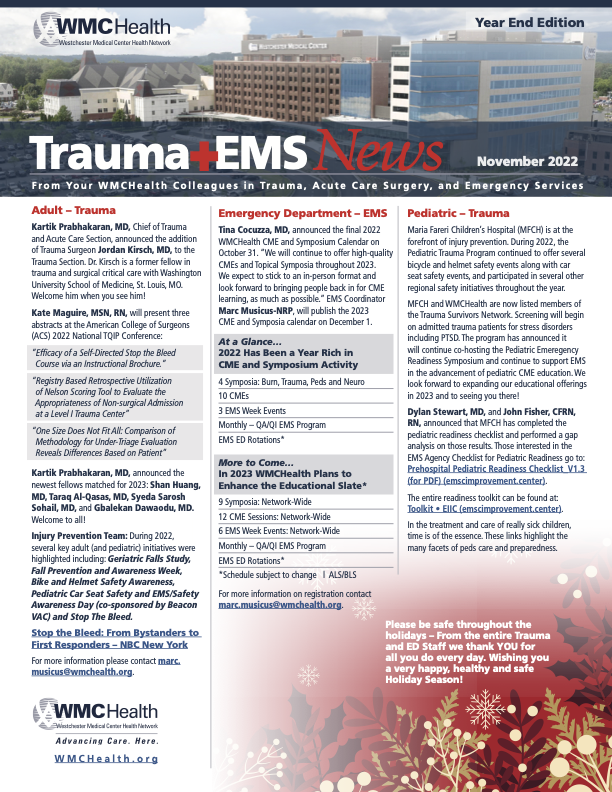 November 2022 Trauma + EMS Newsletter
